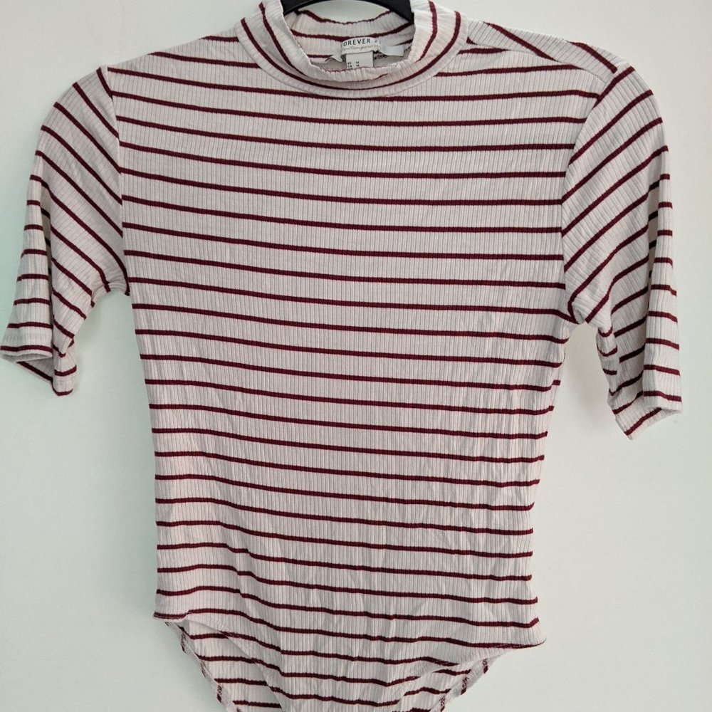 Red and White Stripe Mock Neck Top | Forever 21